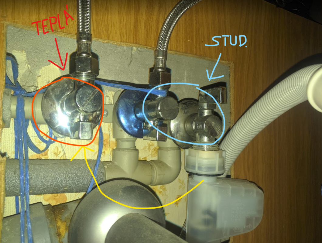 Přepojení přivodu myčky ze studené na teplou vodu
