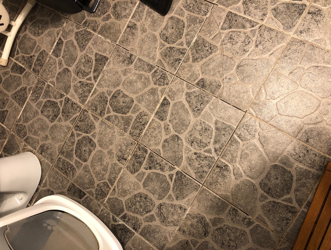 Opravit dlažbu v koupelně , uvolnilo se několik dlaždic na podlaze