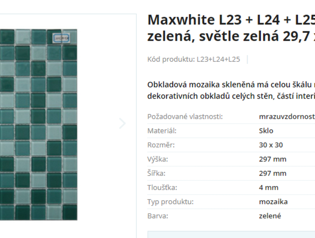Skleněná mozaika - obložení zdi 200 x 60 cm